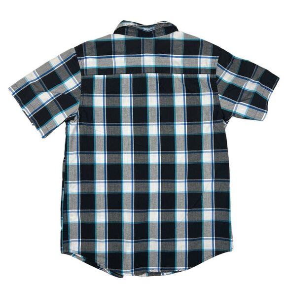 Wrangler Western Shirt Boys Large 10/12 Plaid Shirt White, Blue and black - Picture 2 of 5